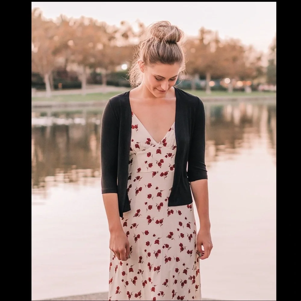 95% Merino Wool Cardigan Cropped 3/4 Sleeves Size Small Pursuits Ltd Cozy Work - Picture 7 of 8